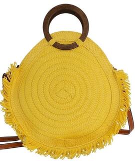 Bolso AMICHI paja asas redondas madera