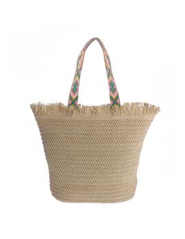 Shopper DON ALGODON natural flecos cinta colores