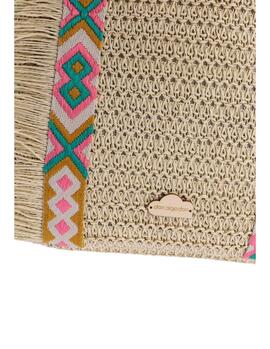 Shopper DON ALGODON natural flecos cinta colores