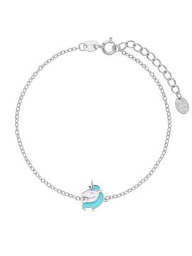 Pulsera MAREA plata unicornio blanco y turquesa