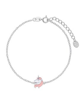 Pulsera MAREA plata unicornio blanco y rosa