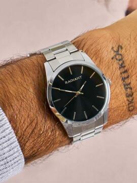 Reloj RADIANT acero bisel negro agujas