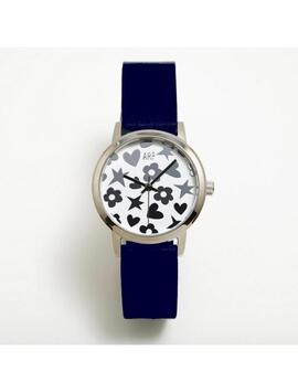 Reloj AGATHA correa piel azul esfera flores corazazones