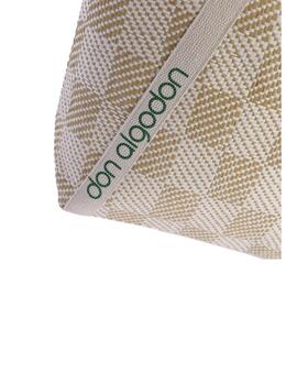 Bolso DON ALGODON playa natural logo verde