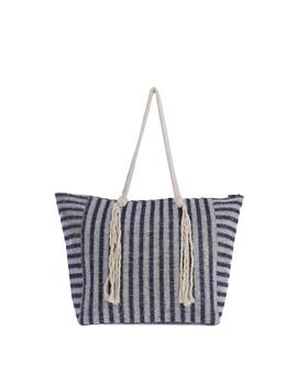 Bolso DON ALGODON playa tela rayas/brillos