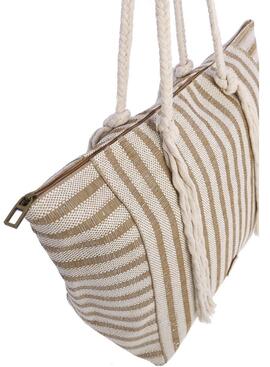 Bolso DON ALGODON playa tela rayas/brillos