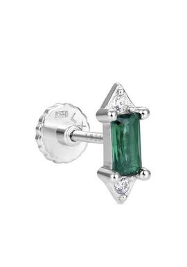 Piercing LUXENTER plata piedra verde rectangular