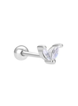 Piercing LUXENTER plata 2 hojitas circonitas