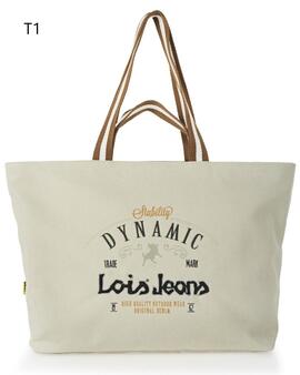 Bolso LOIS playa tela cremallera logo letras medio