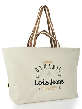 Bolso LOIS playa tela cremallera logo letras medio