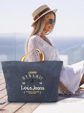 Bolso LOIS playa tela cremallera logo letras medio