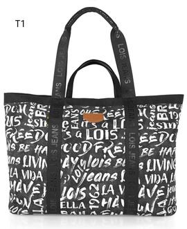 Bolso LOIS playa tela estampo letras cremallera