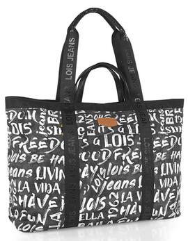 Bolso LOIS playa tela cremallera logo letras medio