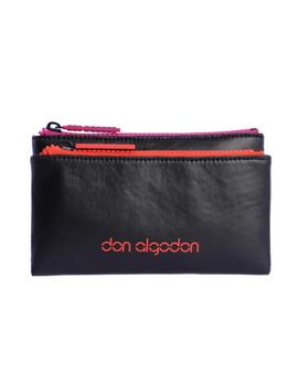 Cartera DON ALGODON Frida 2 cremalleras naranja/fucsia