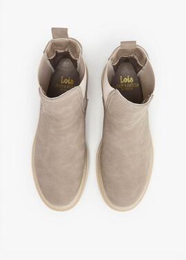 Botin LOIS Casual Chelsea taupe gomas lados