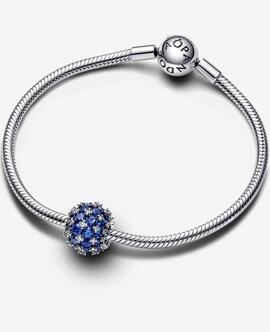 Charm PANDORA Azul Redondo Brillante en Pavé