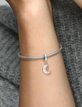 Charm PANDORA colgar Luna y Llave en Dos Tonos
