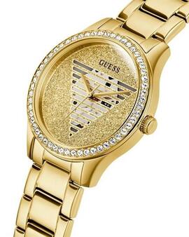 Reloj GUESS dorado logo triangulo esfera