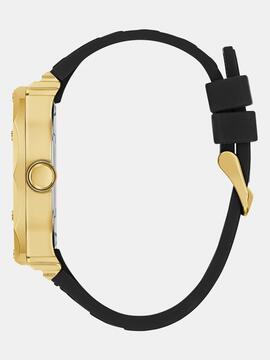 Reloj GUESS Caucho Negro Esfera Dorada