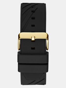 Reloj GUESS Caucho Negro Esfera Dorada