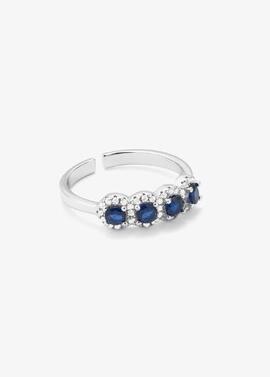 Anillo RADIANT plata abierto 4 piedras azul