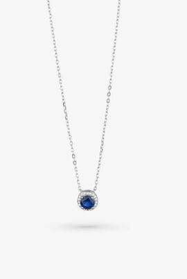 Colgante RADIANT piedra edonda azul borde circonitas