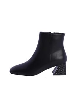 Botin DON ALGODON negro tacon trenzado