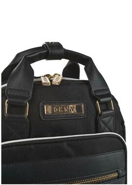Mochila DKNY tela negra cremallera logo