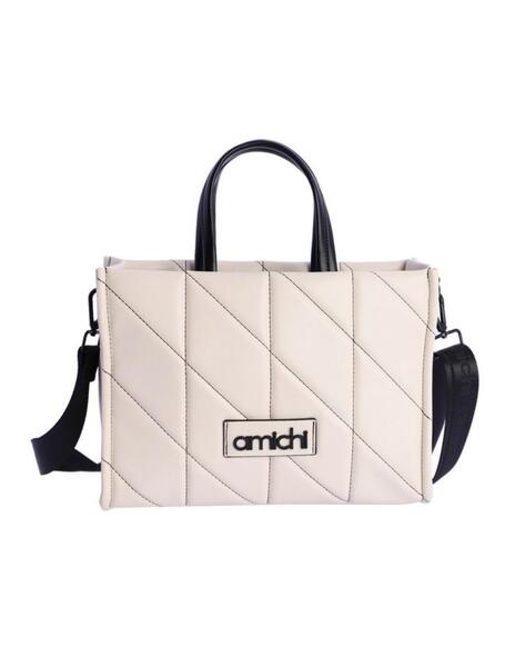 Bolso AMICHI Alda mano cuadrado pespuntes