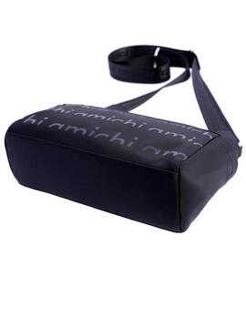 Bandolera AMICHI negra rigida cremallera amarilla