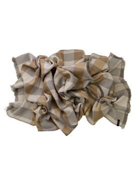 Bufanda DON ALGODON Felicia cuadros tonos grises y beige