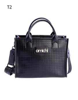 Bolso AMICHI mano cuadros logo delante