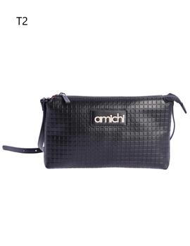 Bandolera AMICHI Alma plana doble cuadros logo delante