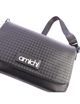 Bandolera AMICHI Alina negra cuadros y solapa