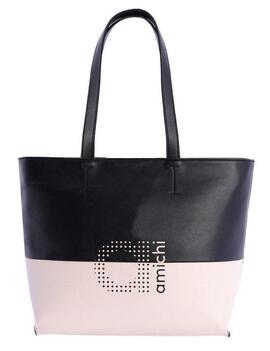 Shopper AMICHI blanco y negro logo delante