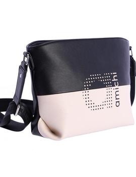 Bandolera AMICHI  logo delante beig y negro