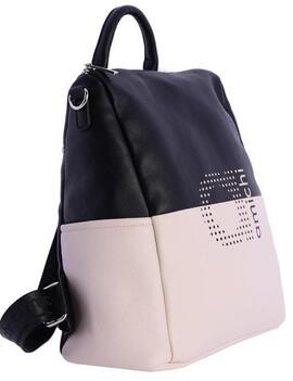 Mochila AMICHI logo delante negra y beig