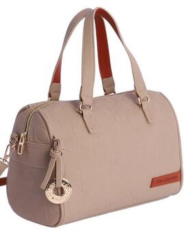 Bolso DON ALGODON Edurne beige grabado logo