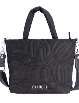 Bolso AMICHI mano negro logo