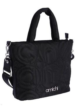 Bolso AMICHI mano negro logo