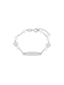 Pulsera MAREA esclava plata flor y  perlas