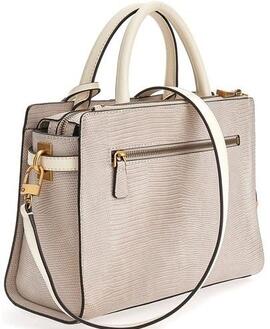 Guess bolso piel beige cremallera logo