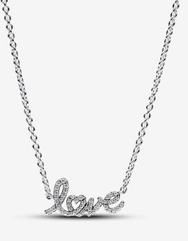 Collar PANDORA  Love Escrito a Mano Brillante