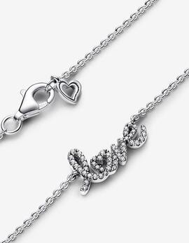 Collar PANDORA  Love Escrito a Mano Brillante