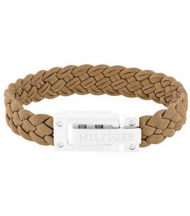 Pulsera TOMMY HILFIGER trenzada beige cierre acero logo