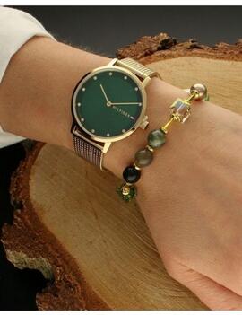 Reloj TOMMY HILFIGER dorado correa malla esfera verde