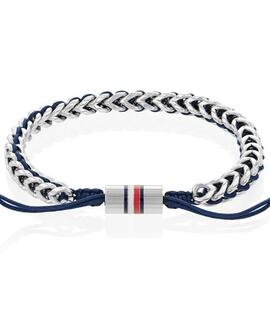 Pulsera TOMMY HILFIGER acero cordon azul cierre logo