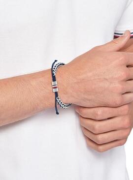 Pulsera TOMMY HILFIGER acero cordon azul cierre logo