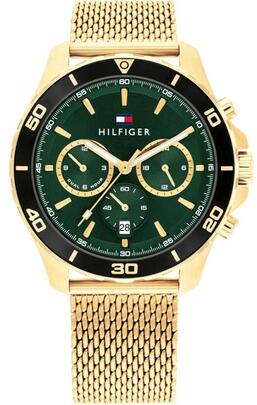 Reloj TOMMY HILFIGER correa malla dorado esfera verde