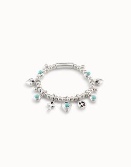 Uno de 50 pulsera plata bolas cuelga simbolos turq